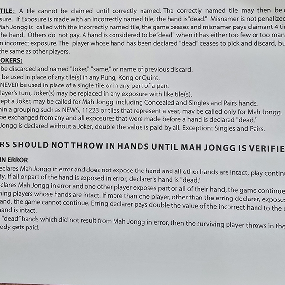 MAHJONG CARD NEW 2025 WITH RULES LARGE PRINT 2 - Picture 2 of 2